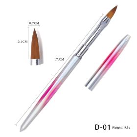 New Metal Pure Mink Hair Nail Crystal Pen Siberian Crystal Carved Brush (Color: D-01)