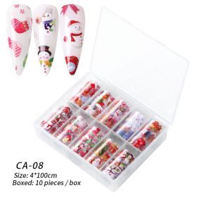 1 Box Nail Art Christmas Halloween Transfer Paper 10 Grid Set Colorful Laser Stickers Nail Art Transfer Paper Nail Decals (design: CA-8)